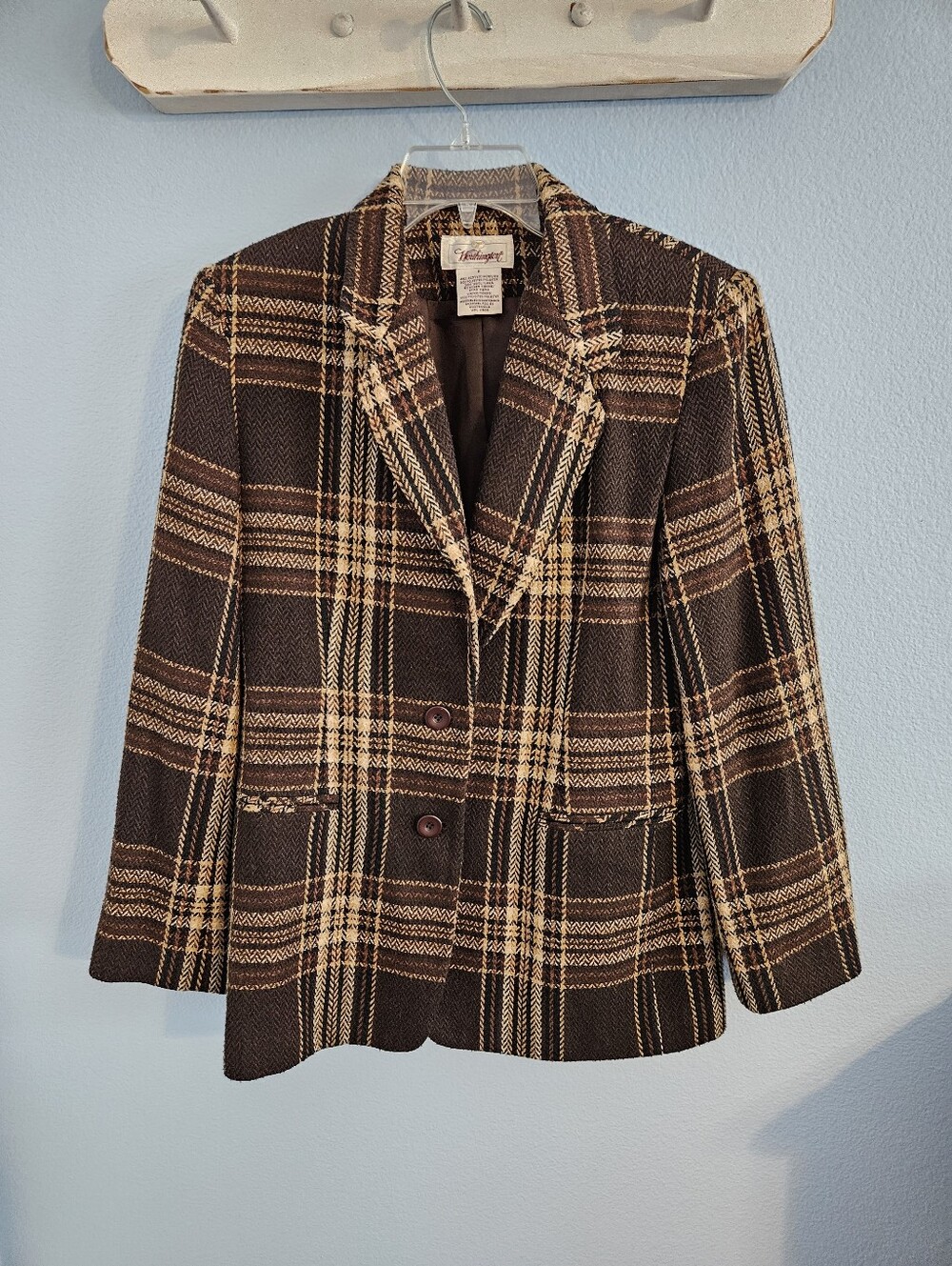 Vintage Worthington Brown and Tan Plaid Blazer